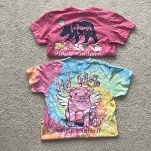 Bundle of two Simply Southern T shirts. Small.